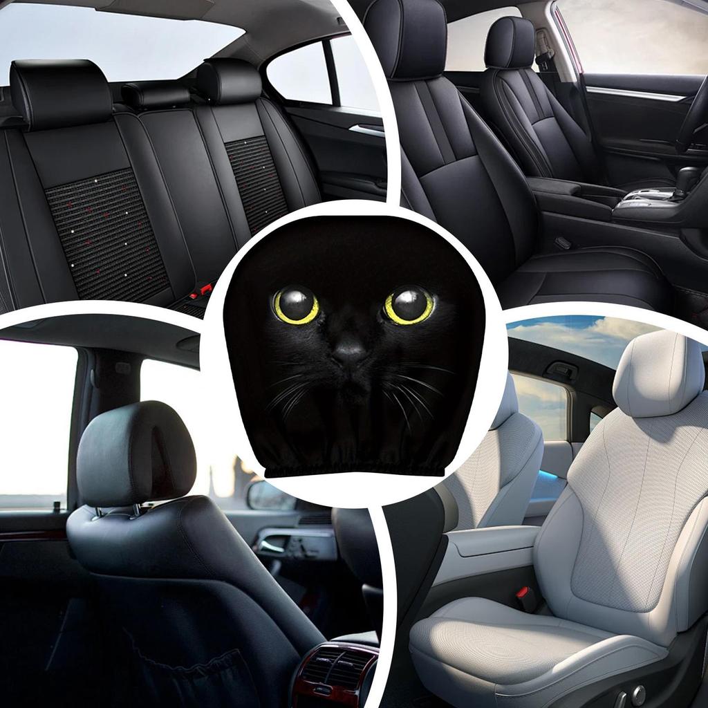 Headrest Cover 2 Piece Ice Silk Funny Cartoon Car Headrest Covers Automotive Seat Protector For Sedan Suv Truck Vehicle