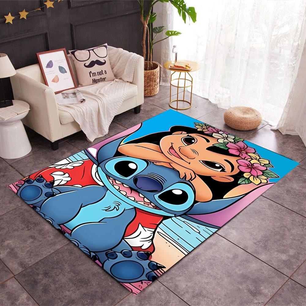 Lilo And Stitch Dance Party Disney Cartoon Theme Anti-Slip Rug - Polyester, Home Decor, Suitable for Bedrooms, Living Rooms, Doorways, and Studios