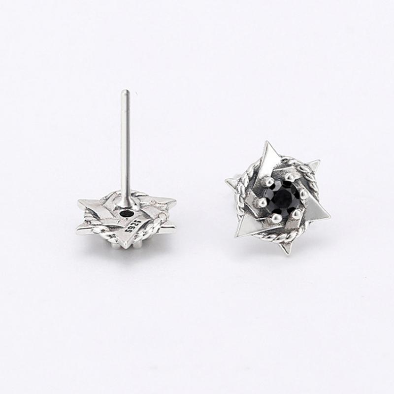 Retro Creative Hexagonal Star Earrings Neutral Fashion Personalized Silver Color Inlaid Zircon Daily Party Jewelry Gift