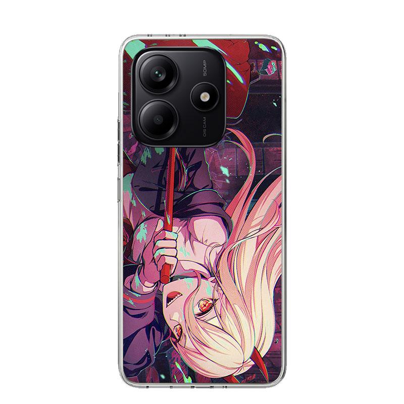 C-Chainsaw Mans Power Phone Case For Xiaomi Redmi Note 15 14 13 12S 12 Pro Plus 11S 11E 11 11T 10S 10 Art Soft Pattern Cover Red