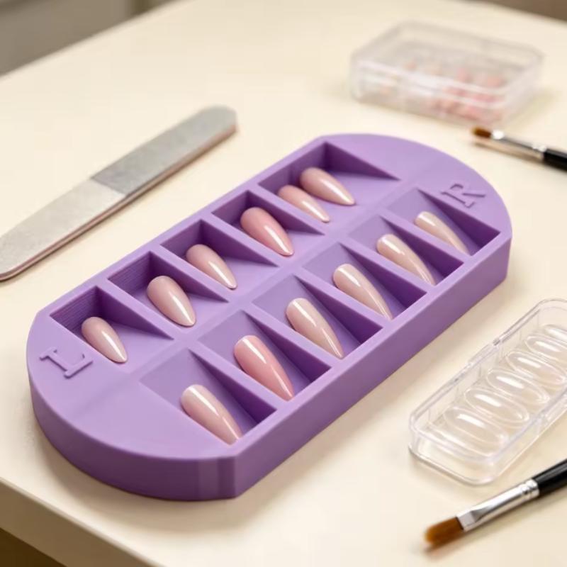 10 Grids Nail Tip Storage Tray With Lr Mark False Nail Display Organizer Reusable For Salon Home Manicure