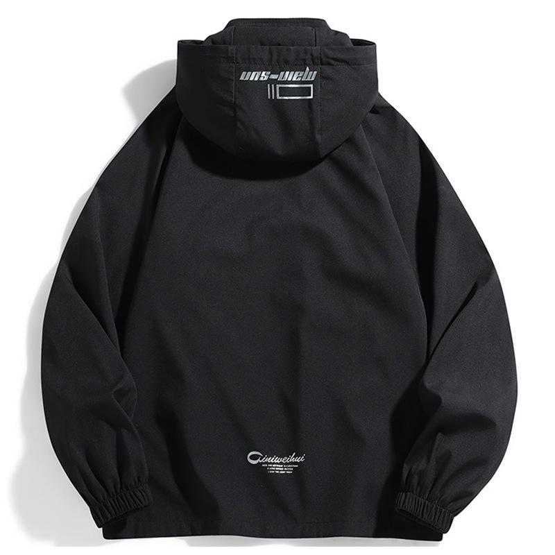 Podzimní bunda pánská odnímatelná s kapucí, větruodolná, ležérní, trendy, všestranná volná bunda pro mládež