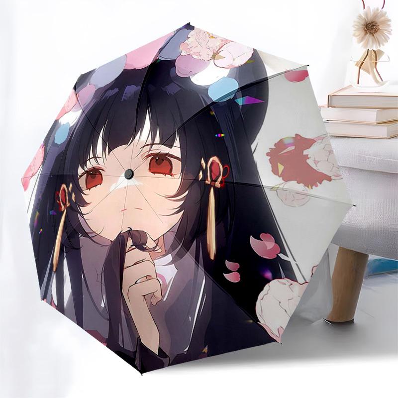 

1pc Floral Decorative Automatic Opening Umbrella with 8-Bone Iron Frame - Portable Folding Design for Outdoor Use, Perfect Gift for Fans, Travelers, D