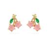 Tropical Fruit Zircon No-Piercing 925 Silver Stud Earrings – Lightweight Luxury Dangles for Women