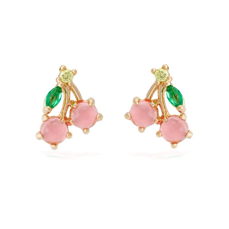Tropical Fruit Zircon No-Piercing 925 Silver Stud Earrings – Lightweight Luxury Dangles for Women