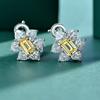 Gica Gema 100% 925 Sterling Silver Light Yellow Rectangle Personalized Classic Stud Earrings For Women Fine High Grade Jewelry Gift