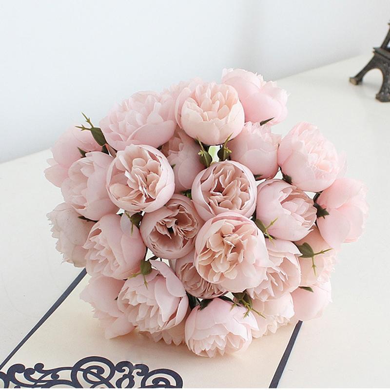 

27 головок Штучні квіти камелії Півонія Букет троянд Квіти нареченої для весілля Прикраса офісу для дому світло-рожевий колір