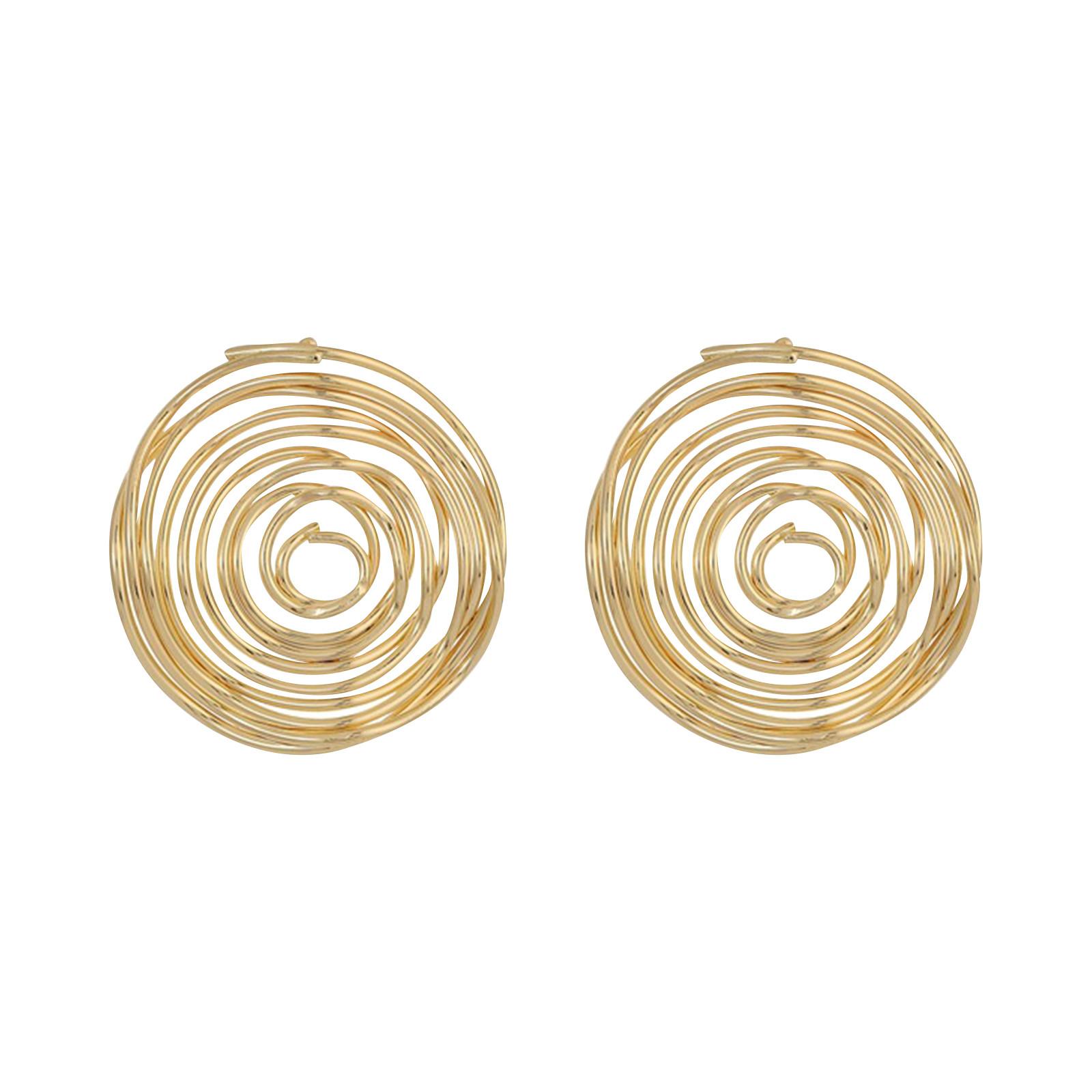 

Универсальные и персонализированные круглые серьги с резьбой для женщин One Size золотой