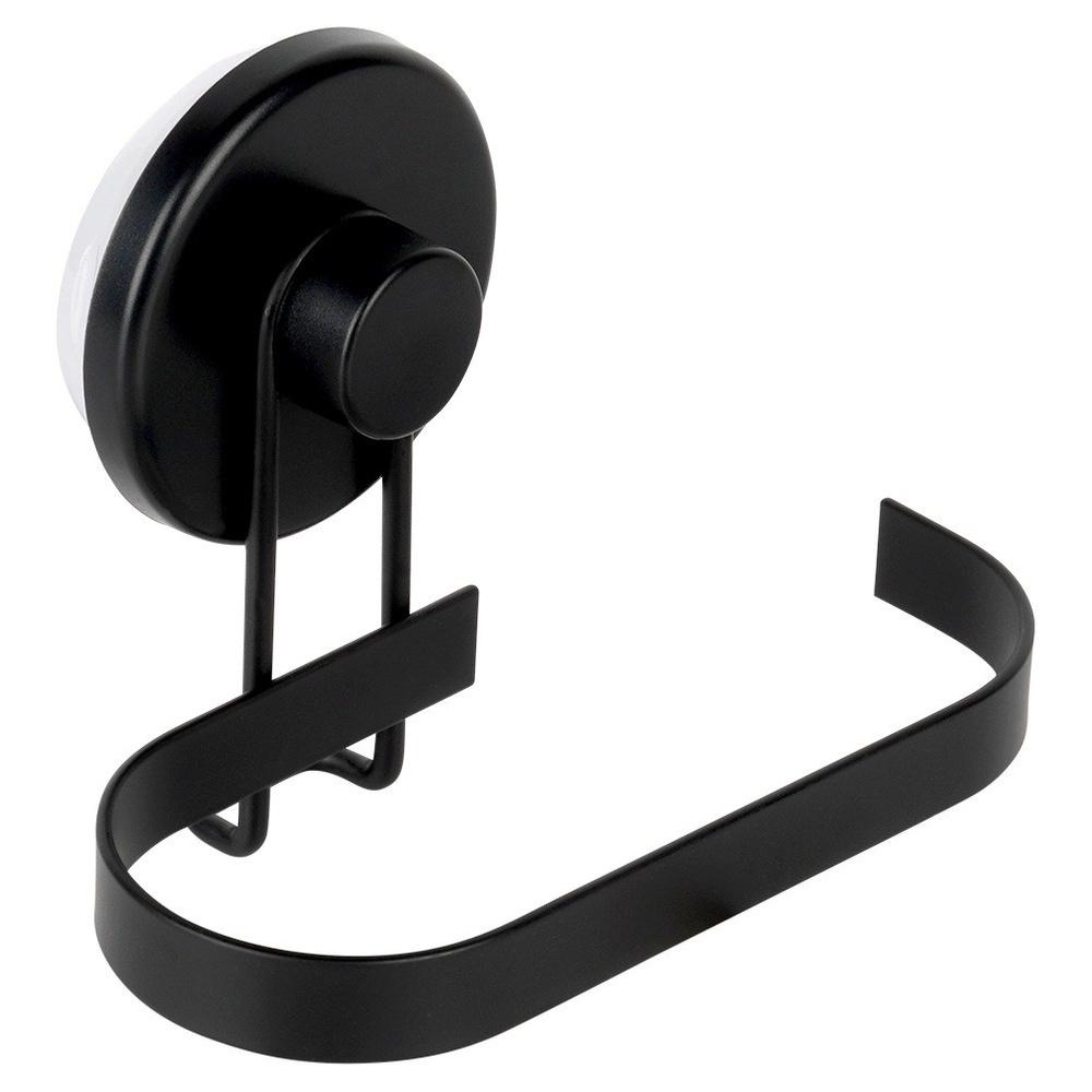 Toilet Paper Holder Wall-Mounted Bathroom Suction Cup Hanger Black