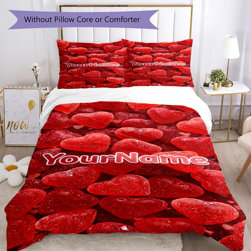 Rose Customize Your Name Bedding Set Breathable Duvet Cover with Pillowcases Home Decoration Birthday Gift