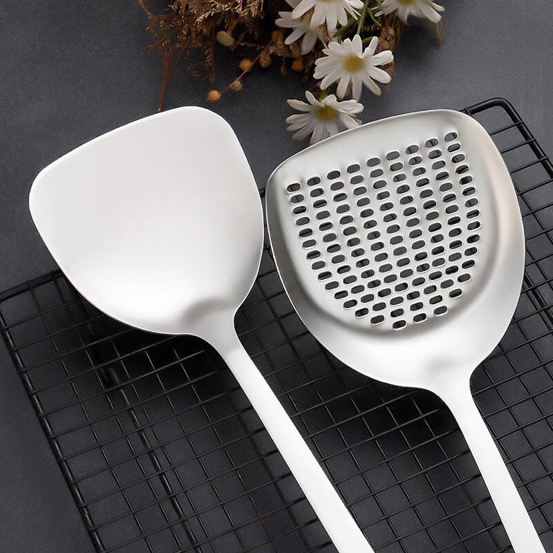 ZISIZ Beechwood Stainless Steel Wok Spatula Set