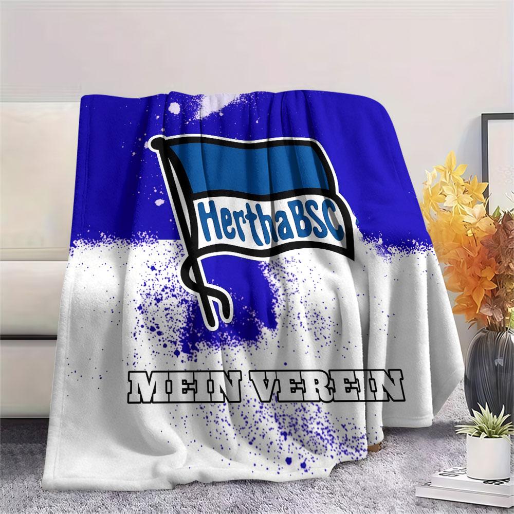 1PC Hertha BSC Patterned Flannel Blanket Suitable For All Seasons for Home Decor Warmth and Comfort Gifts Holiday Present
