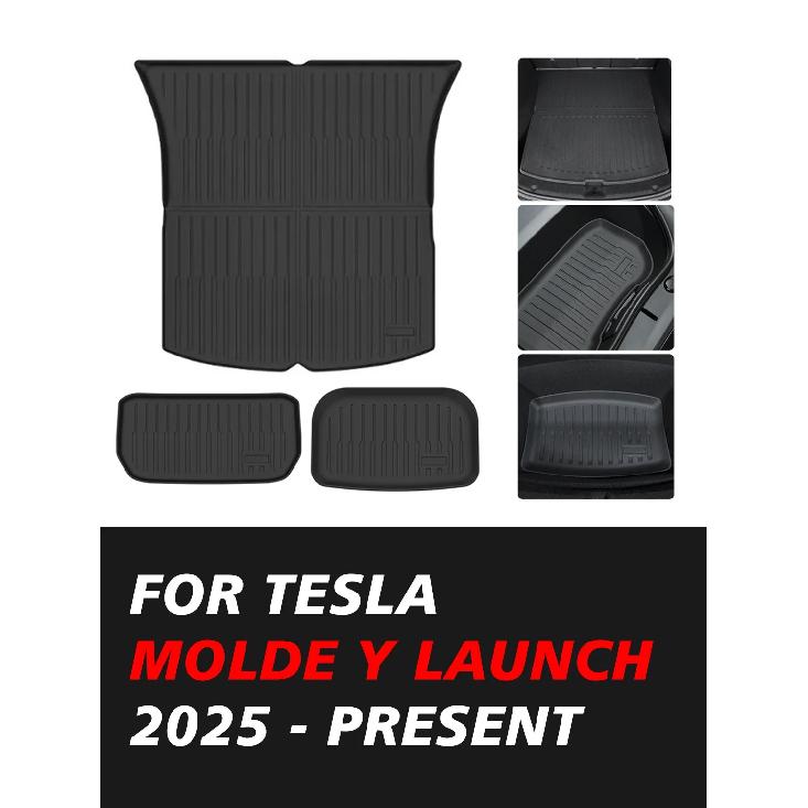 TEKSY For Tesla New Model Y 2026 2025 Juniper  Front and Back Trunk Mat TPE Carpet Waterproof Weather-resistant Pads Layer Mats