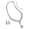 French Light Luxury Water Drop Zircon Stud Earrings Necklace Set Niche Fashion Collarbone Chain Simple Commuter High-end Jewelry