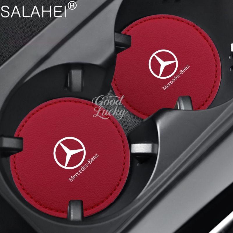 FCM5   2PCS Car Coaster Water Cup Anti-Slip Mat Phone Glasses Non Slip For Mercedes Benz AMG A C E S Class W203 W220 W206 W205 W211C260