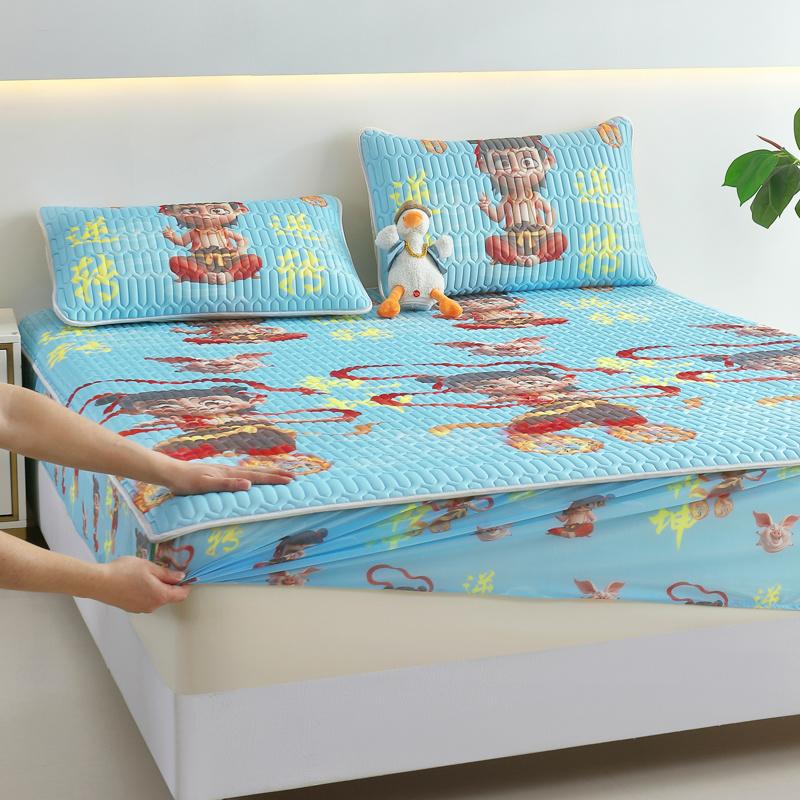 Nezha 2 bed cover latex mat three-piece set summer machine washable summer cooling mat air conditioning soft non-slip mat