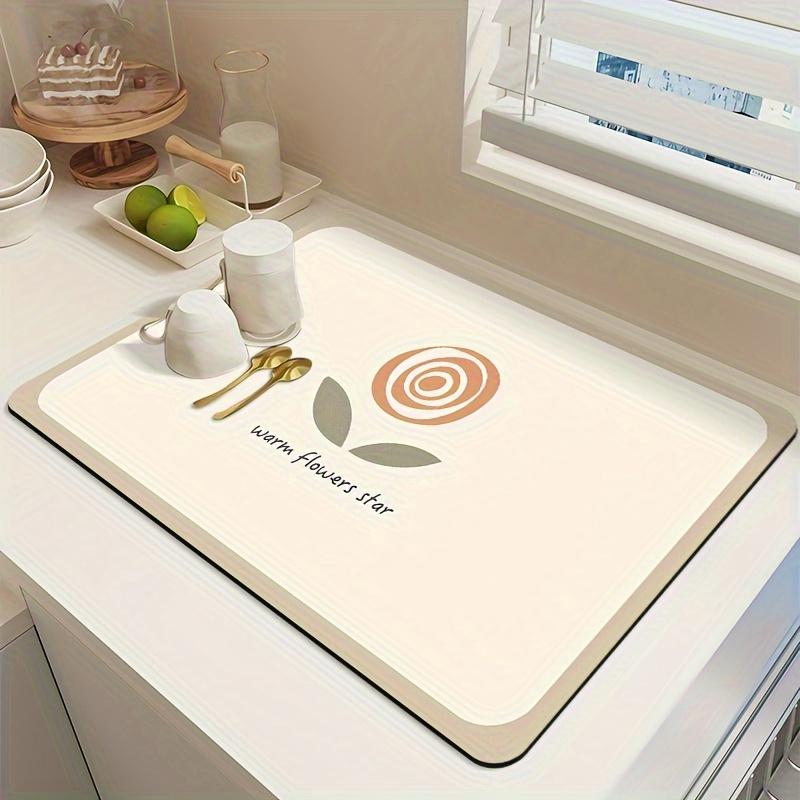 Floral Pattern Anti-Slip Mat for Dish Drying and Table Decoration with Heat Insulation