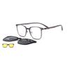 Stylish 3 In 1 Square Ultralight TR90 Men's Polarized Clip-On Sunglasses And Night Vision Glasses Frames for Driving & Outdoor