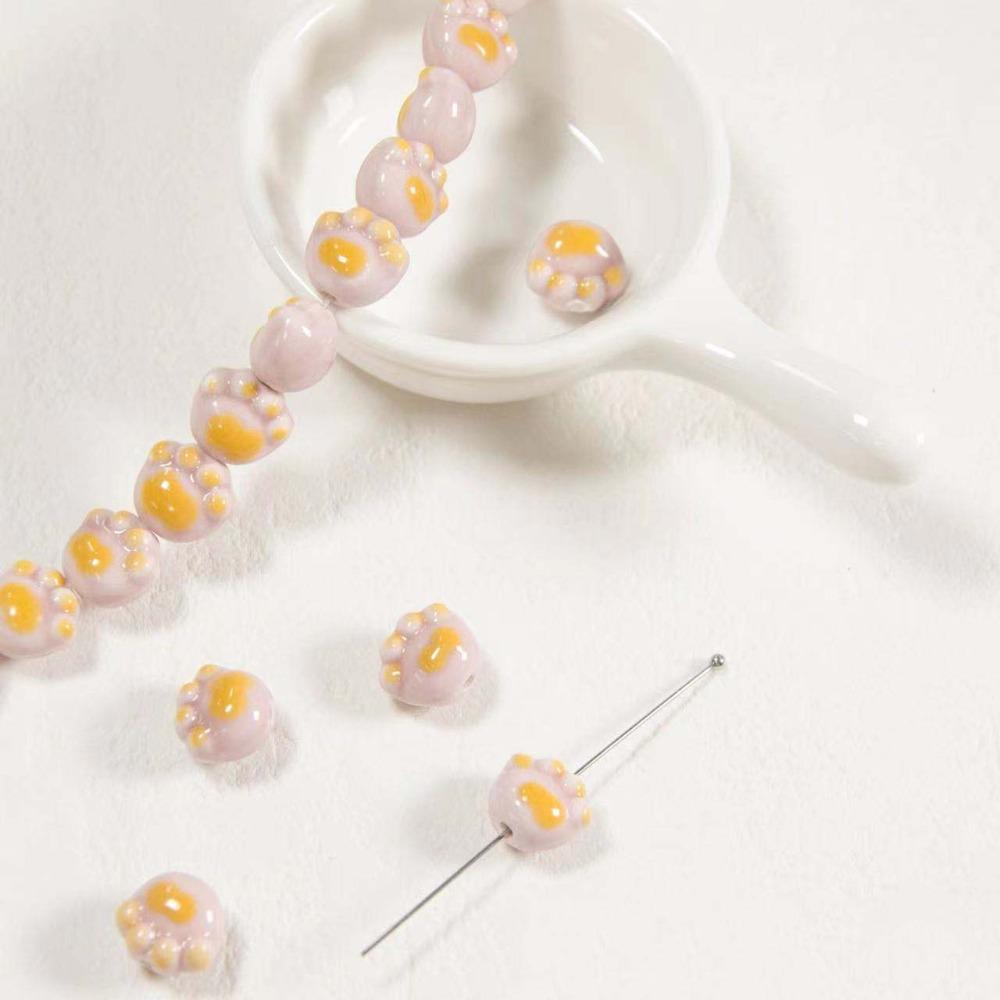 

10 шт. Бусины ручной работы в виде кошачьей лапки, мультяшный дизайн, материал для изготовления ювелирных изделий, студент серый/розовый