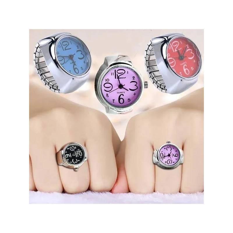 Fashion Creative Steel Round Elastic Quartz Finger Ring Watch Lady Gift Girl