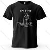 I'm Fine Funny Printed Men's T-Shirt 100% Cotton Oversized Minimalist Cartoon Graphic Tees for Women Tops Tees Streetwear