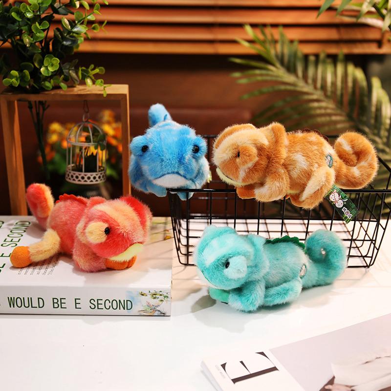 20cm Cartoon Colorful Cute Chameleon Plush Doll Simulation Magnetic Reptile Plush Toy Home Decoration Gift For Children