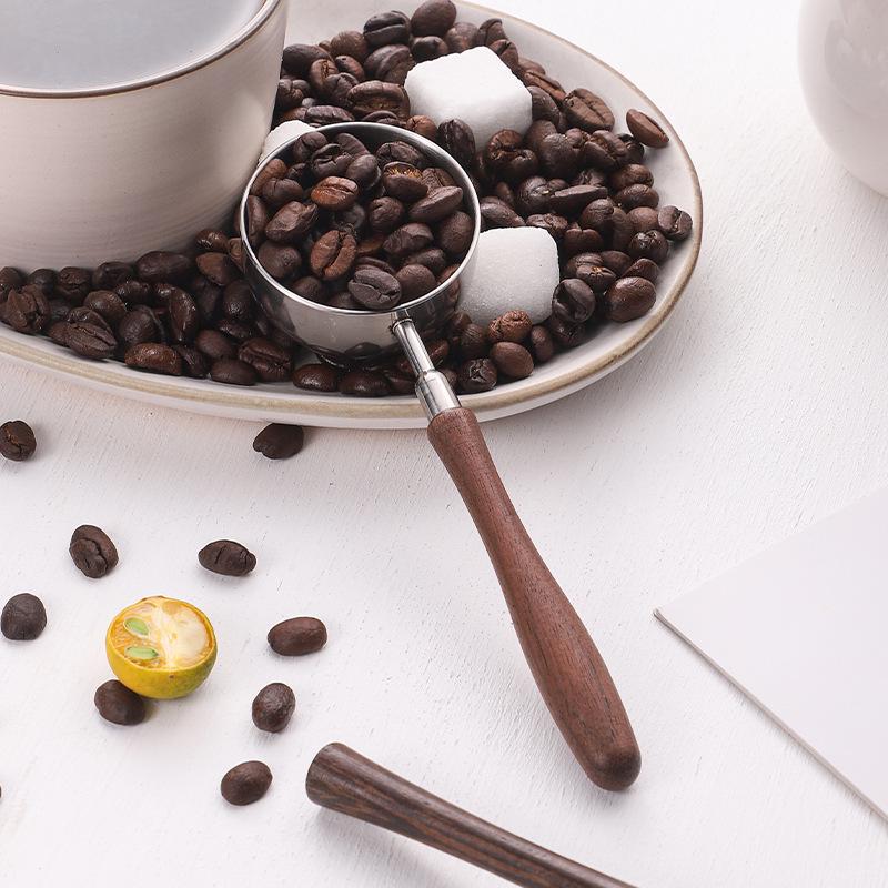 304 Stainless Steel Measuring Spoons with Rosewood Handle for Baking, Coffee, Milk Powder, and Seasoning.