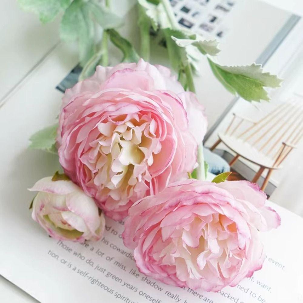 3 Köpfe Seide Pfingstrose Bouquet Einzigen Zweig Simulation Blume Neue Gefälschte Pfingstrosen Pflanzen