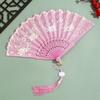 with Tassel Chinese Style Fan Flower Carving Dance Hand Fan  Home Decoration
