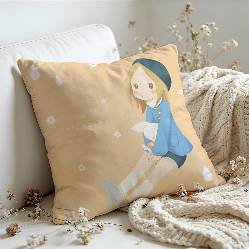 Cushion Cover  Linen  SkinFriendly Soft Decorative Case for Sofa Home Decor Bunny Drop Anime Pillow cover