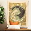 Sun Moon Cat Tapestry Wall Hanging Tarot Retro Black White Cat Psychedelic Love Star for Living Room Home Dorm Decor Cloth Gift