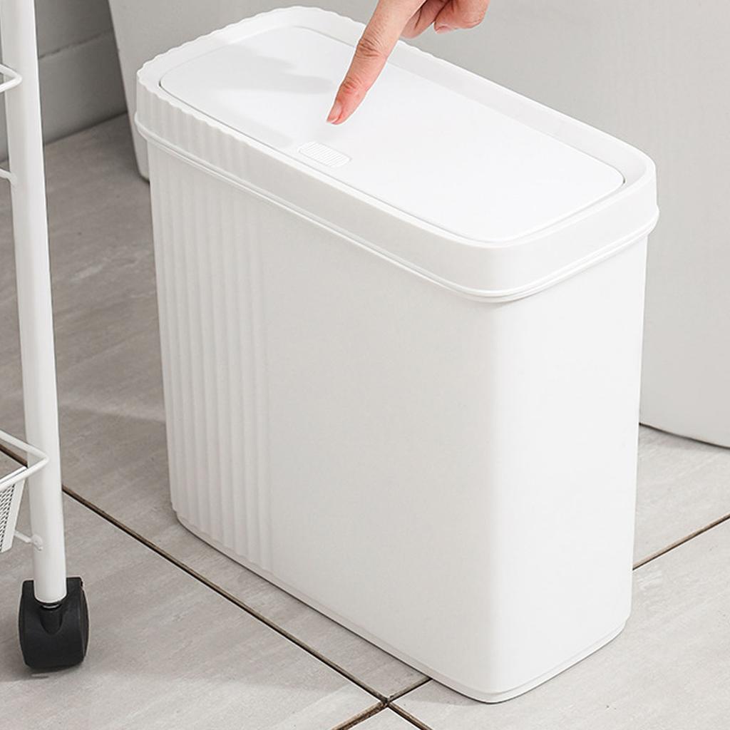 Kitchen Bathroom Trash Can Garbage Can with Press Top Lid for Bedroom Kitchen Office Living Room