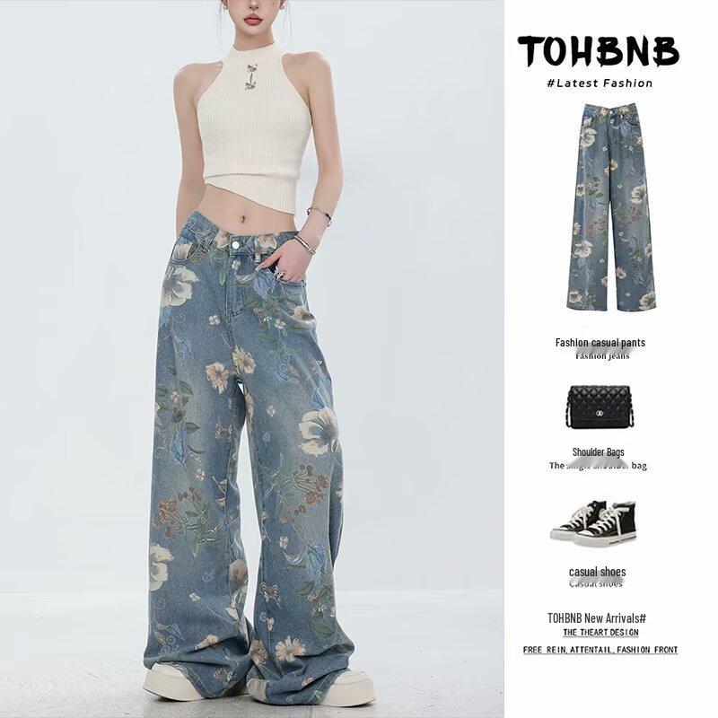 

2025 Hong Kong Style Women s Hip-Hop High Street Letter Jeans - Trendy and Chic S