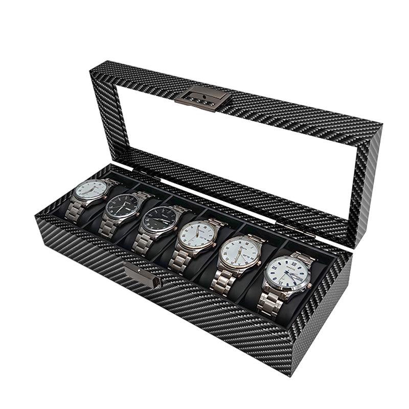 Vintage Wooden 6-Slot Watch Storage Display Box In Black Walnut