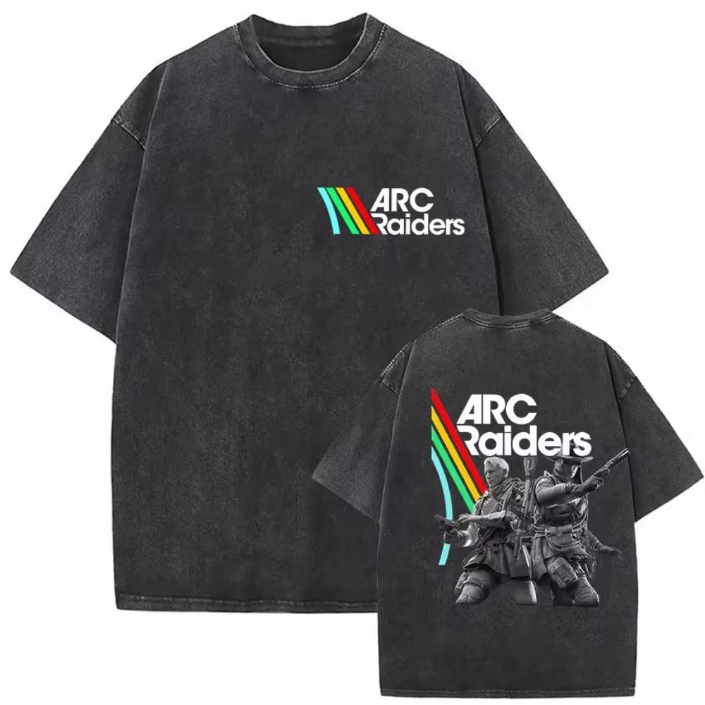 Spieler Arc Raiders Vintage Washed T-Shirt Herren Gothic Mode Baumwoll-T-Shirt Yk harajuku Hochwertiges Kurzarm-Oberteil