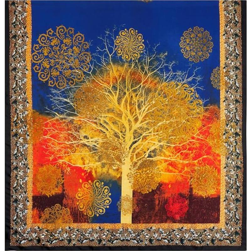 180x90cm Money Tree Printed Scarf Women's New Style Emulated Silk Thin Scarfs Fashion Versatile Headscarf Scarf Shawl