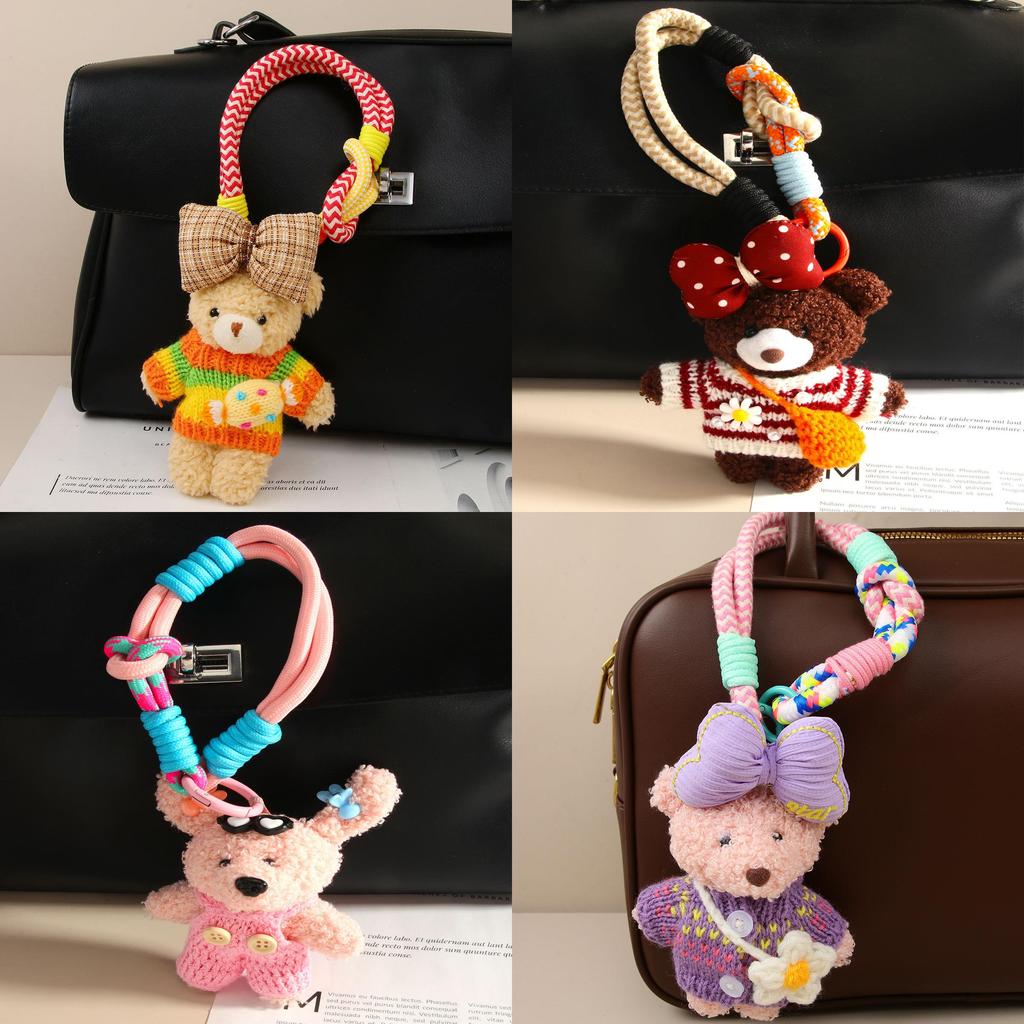 Cute Plush Bear Keychain With Woolen Sweater For Kids And Teen Gift