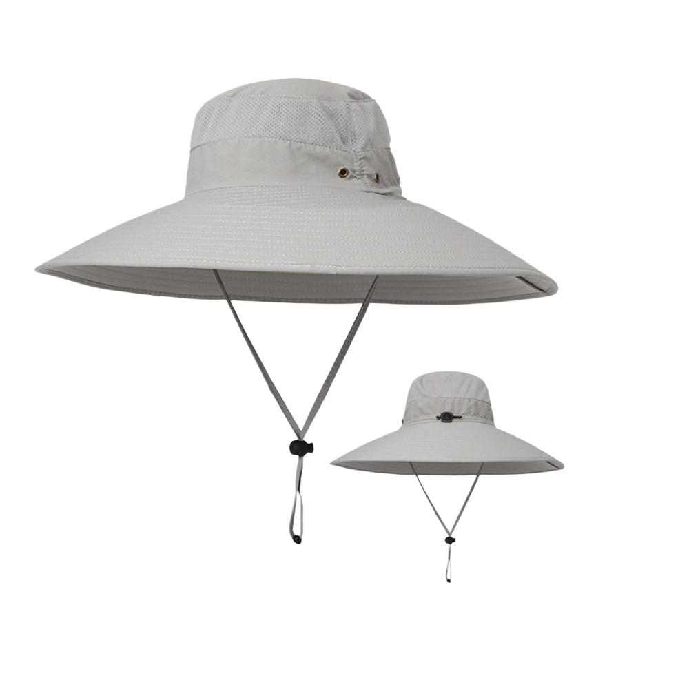 

Unisex UPF50+ UV Protection Sun Hat Extra Wide Brim Breathable Mesh Quick Dry Wind Lanyard Outdoor Fishing Hiking Beach Bucket H 55-59 світло-сірого кольору