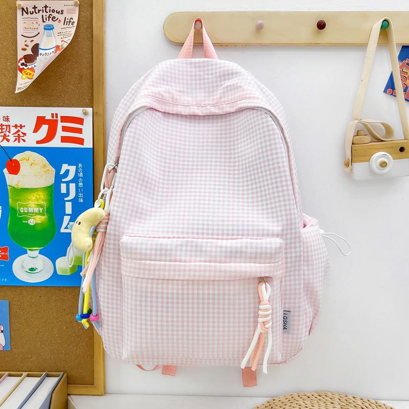 Schoolbag Korean Version Mori Series Literary and Artistic Backpack for Middle School Students In Class, Schoolbag Harajuku Versatile Plaid Girl