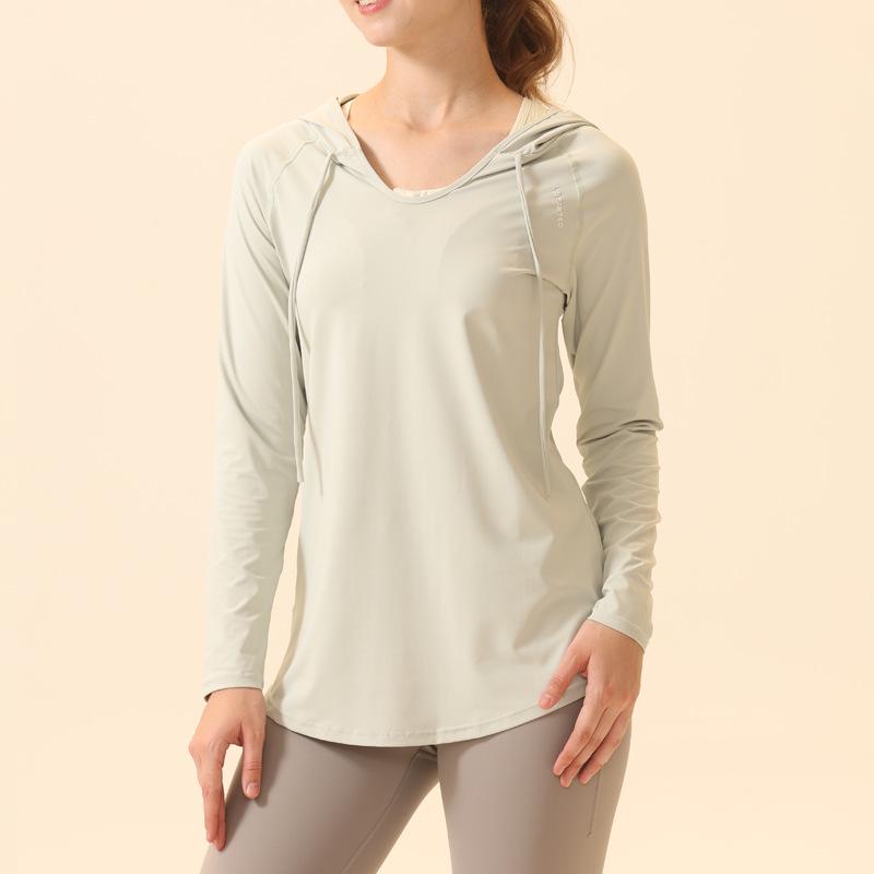 Women s Quick-Dry Yoga Hooded Sweatshirt: Loose, Mid-Length, Hip-Covering, Long Sleeve Fitness Top Extra Large
