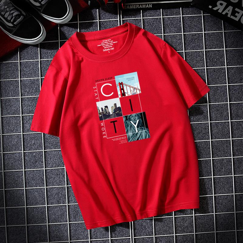 City 8 Colors Plus Size Men Short Sleeves Cotton T-shirt Casual Loose Tee