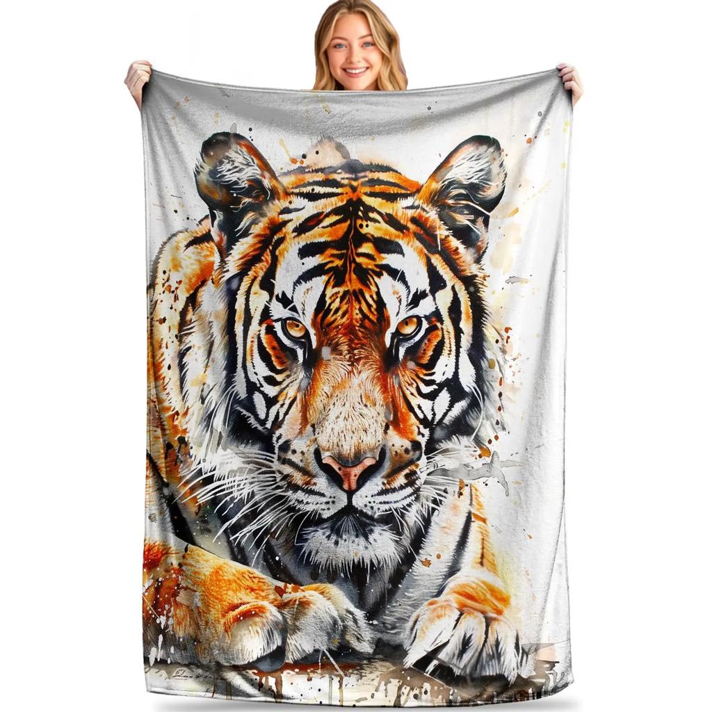 Tiger Blanket Super Soft Warm Bedding Animal Print Throw Blankets Sofa Couch Bedroom Decor Flannel Plush Blanket for All Season