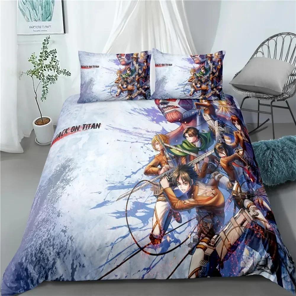Fashion Anime Attack on Titan Home Textile Pillow Case Bed Linen Duvet Covers Kid Comforter Bedding Set Queen King Home Textiles