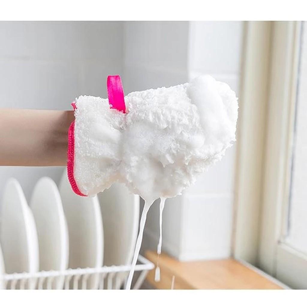  Fiber Dishwashing Gloves Non-stick Oil Dish Cleaning Brush Bowl
