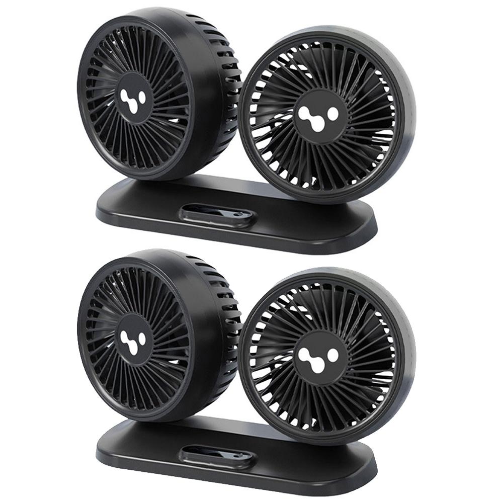 Dual Head USB Car Air Fan Strong Wind Vehicle Air Circulator 12V 24V 3 Speeds Adjustable For Auto Cooler Air Fan Car Accessories