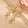 Personalized Diamond-Set Flower Fringed Earrings, Light Luxury Fashion Niche Metal Style Earrings For Women