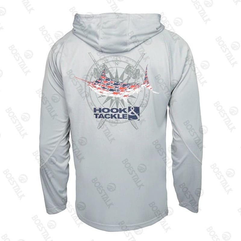 Hook Tackle UPF50 Fishing Shirt Ice Silk Lightweight Breathable Long Sleeve Hooded Men Outdoor Angling