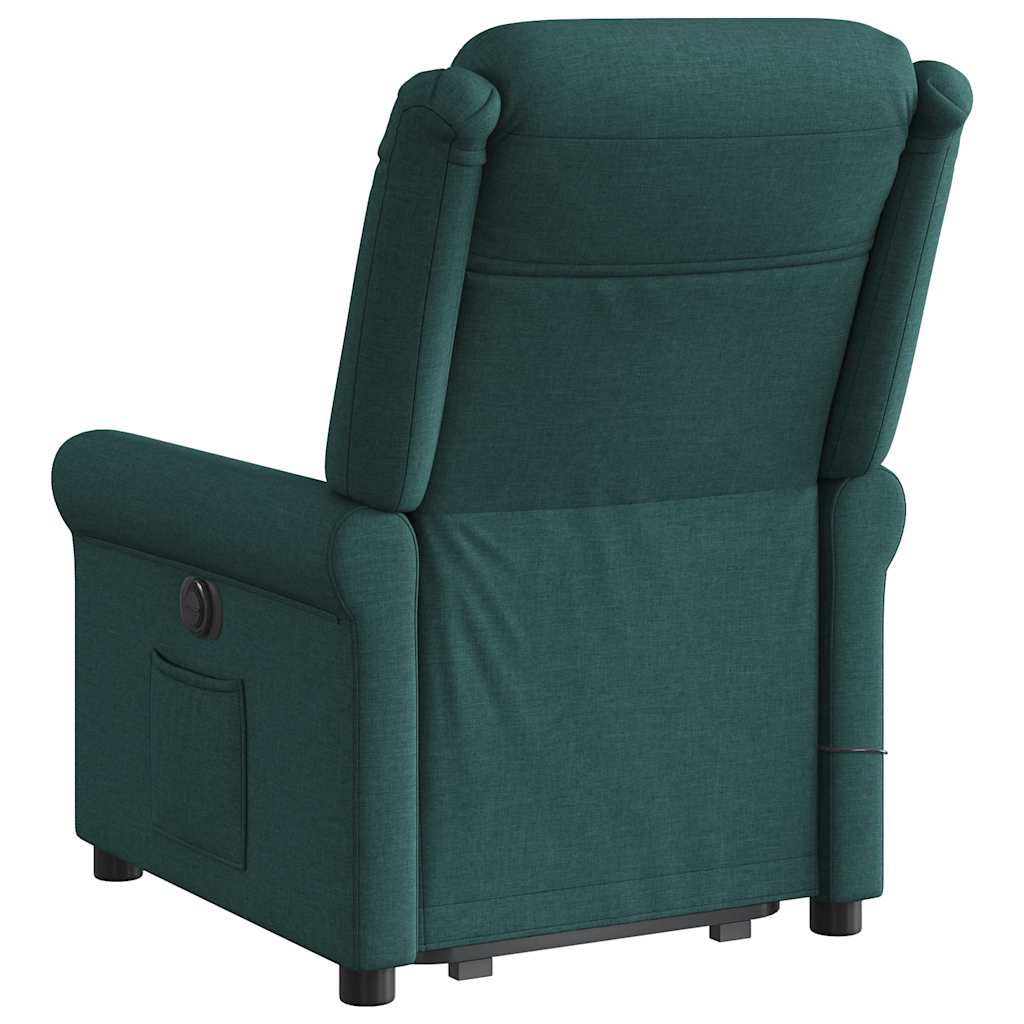 Massage Recliner with Rising Assistance Dark Green Fabric