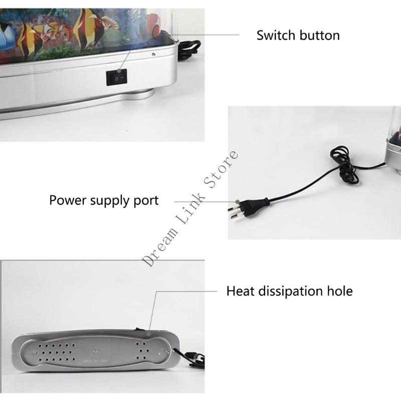 Q1FD Energy Efficient Artificial Aquarium Lamp with Moving Fish Decors for Bedroom