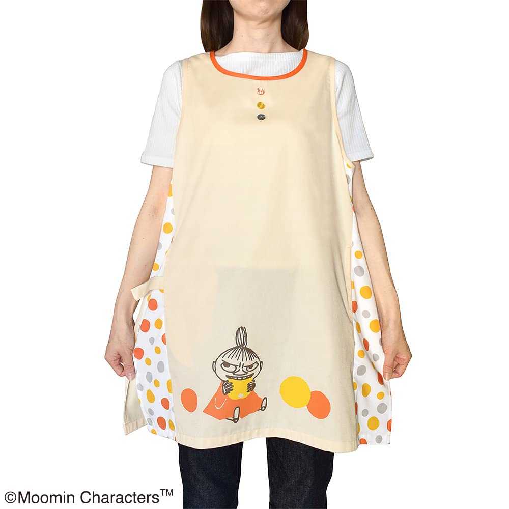 Moomin Colorful Beige Total 84cm Apron, Dots, [ST-IM0056], M-L Size, Bust Approx. 79-94cm, Length Approx.